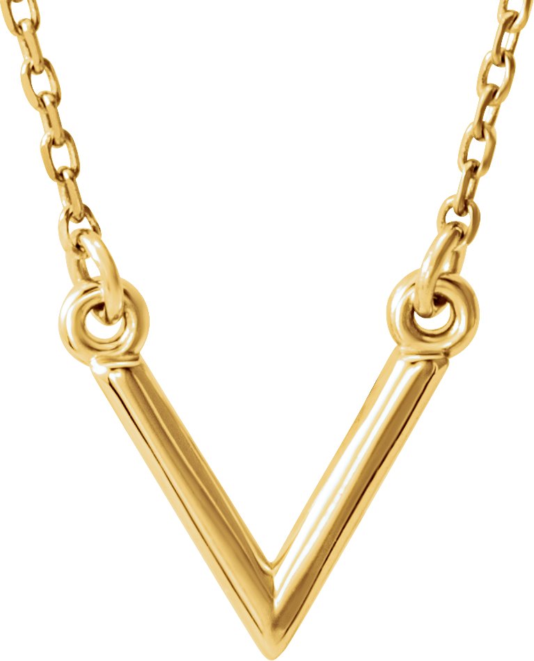 14K Yellow Geometric V 16 1/2" Necklace