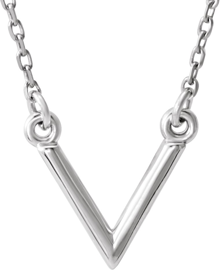 Sterling Silver Geometric V 16 1/2" Necklace
