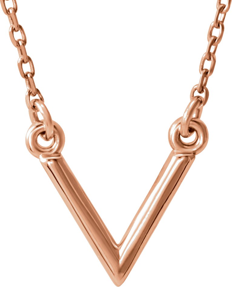 14K Rose Geometric V 16 1/2" Necklace