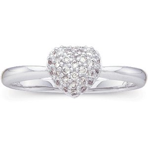 14K White 1/5 CTW Natural Diamond Heart Ring 