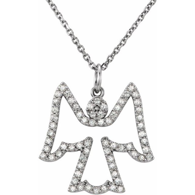 14K White 1/3 CTW Natural Diamond Angel 16" Necklace 