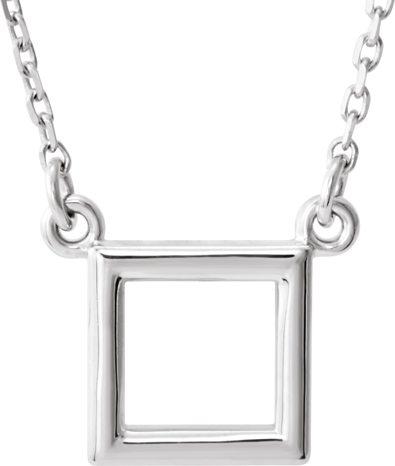 14K White Square 16 1/2" Necklace