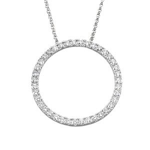 14K White 1 CTW Natural Diamond Circle 18 Necklace