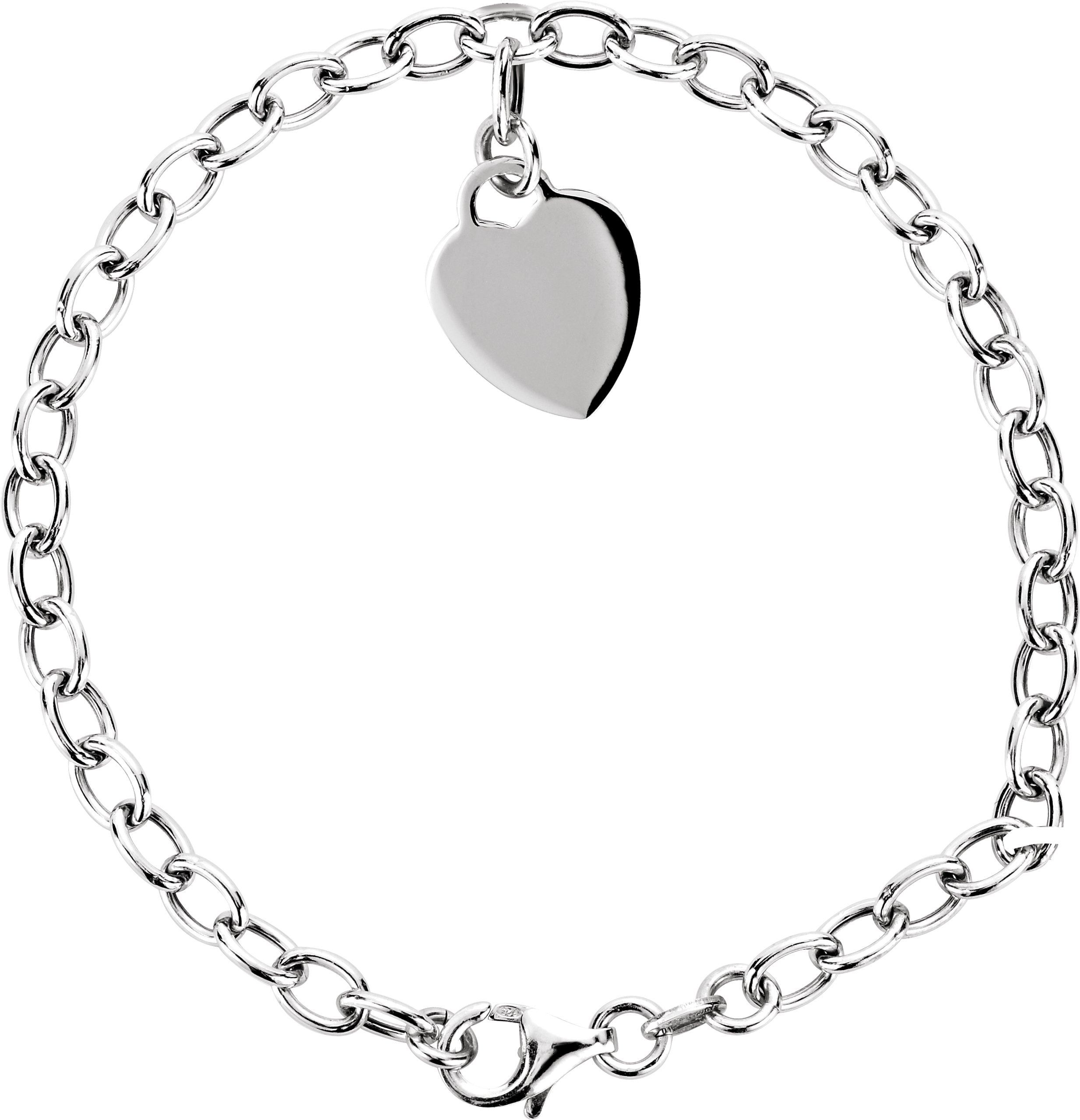 Sterling Silver Heart Charm 7.5