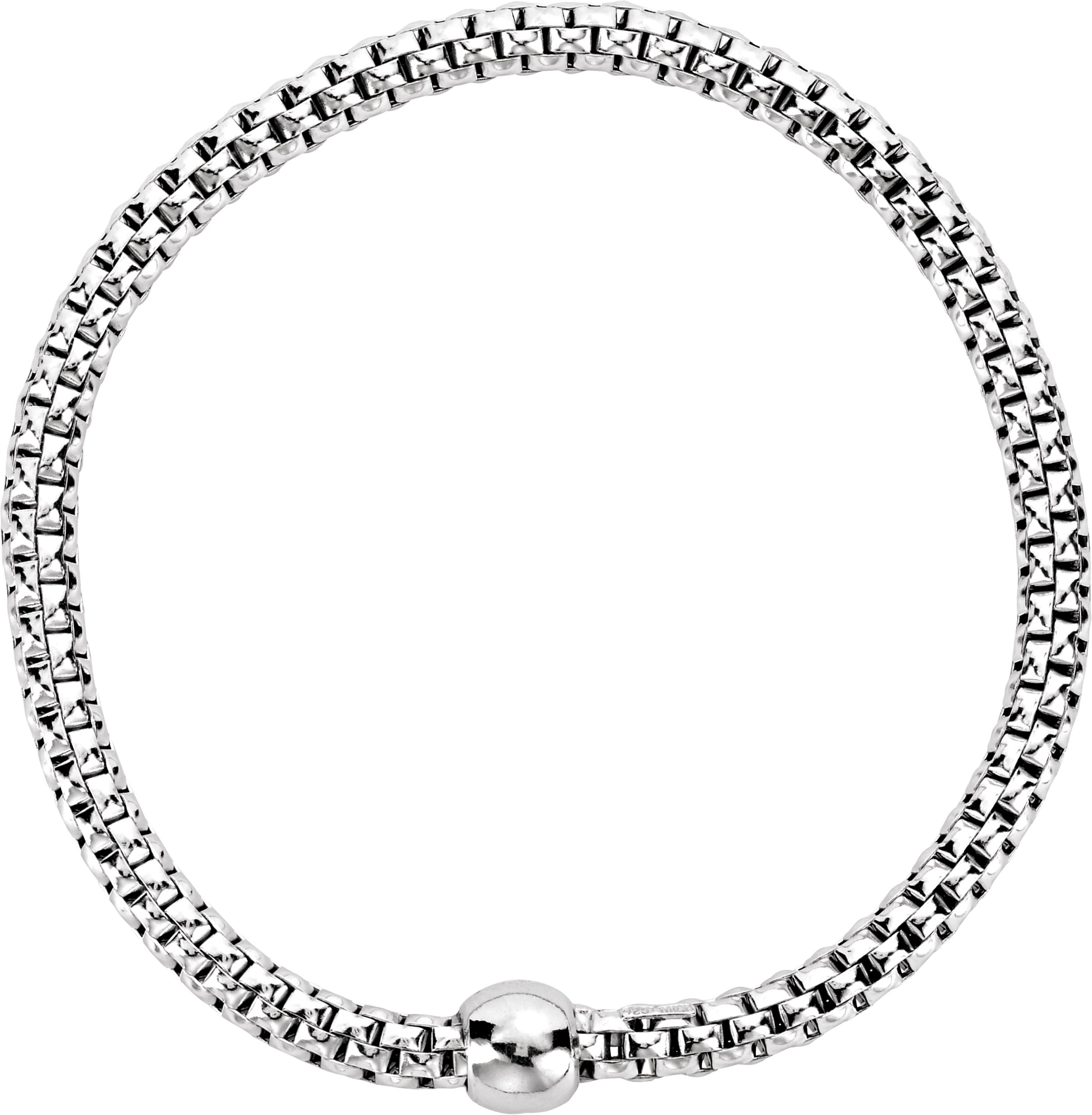 Rhodium-Plated Sterling Silver 4.3 mm Woven Stretch Bracelet