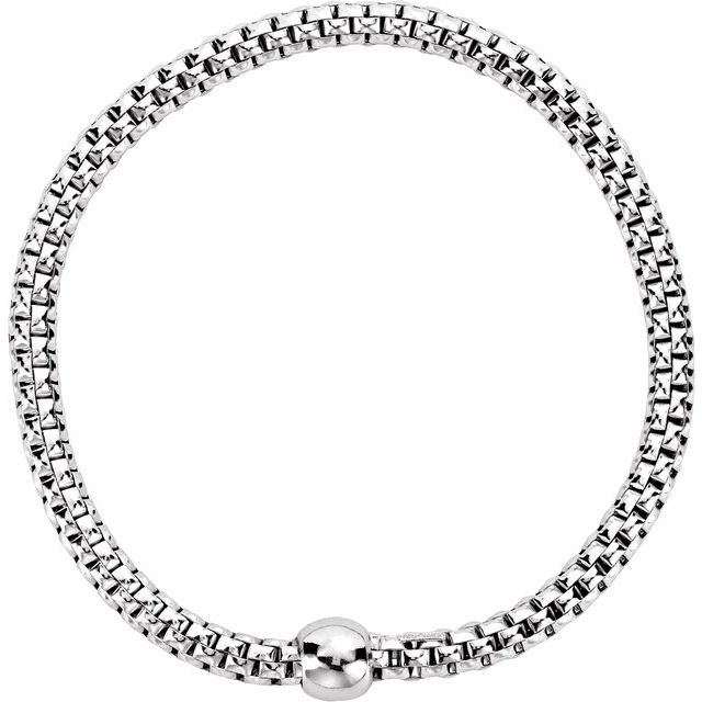 Rhodium-Plated Sterling Silver 4.3 mm Woven Stretch Bracelet