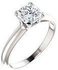 14K White 6x6 mm Cushion Solitaire Engagement Ring Mounting