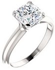 14K White 7x7 mm Cushion Solitaire Engagement Ring Mounting