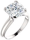 14K White 9x9 mm Cushion Solitaire Engagement Ring Mounting