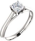 14K White 5 mm Cushion Solitaire Engagement Ring Mounting