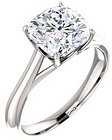 14K White 8 mm Cushion Solitaire Engagement Ring Mounting
