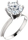 14K White 7.8-8.6 mm Round 6-Prong Solitaire Ring Mounting