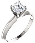14K White 5.7-6 mm Round 4-Prong Comfort-fit Solitaire Ring Mounting 