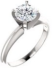 14K White 6-6.6 mm Round 4-Prong Comfort-fit Solitaire Ring Mounting 