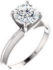 14K White 7.3-7.7 mm Round 4-Prong Comfort-fit Solitaire Ring Mounting 
