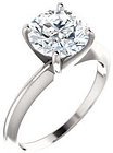 14K White 7.8-8.6 mm Round 4-Prong Comfort-fit Solitaire Ring Mounting 