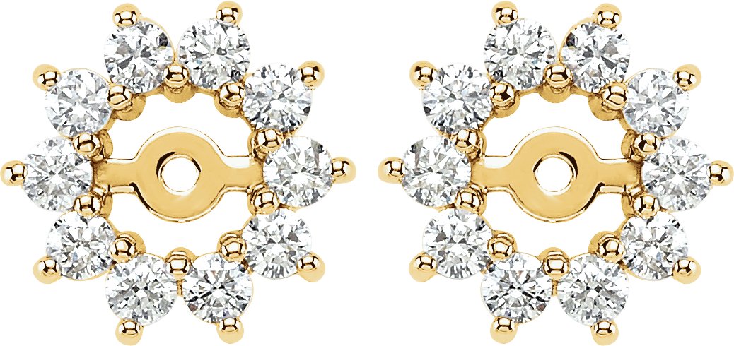 14K Yellow 5/8 CTW Diamond Earring Jackets with 3.7mm ID