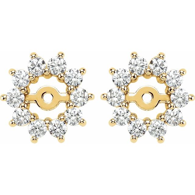 14K Yellow 5/8 CTW Diamond Earring Jackets with 3.7mm ID