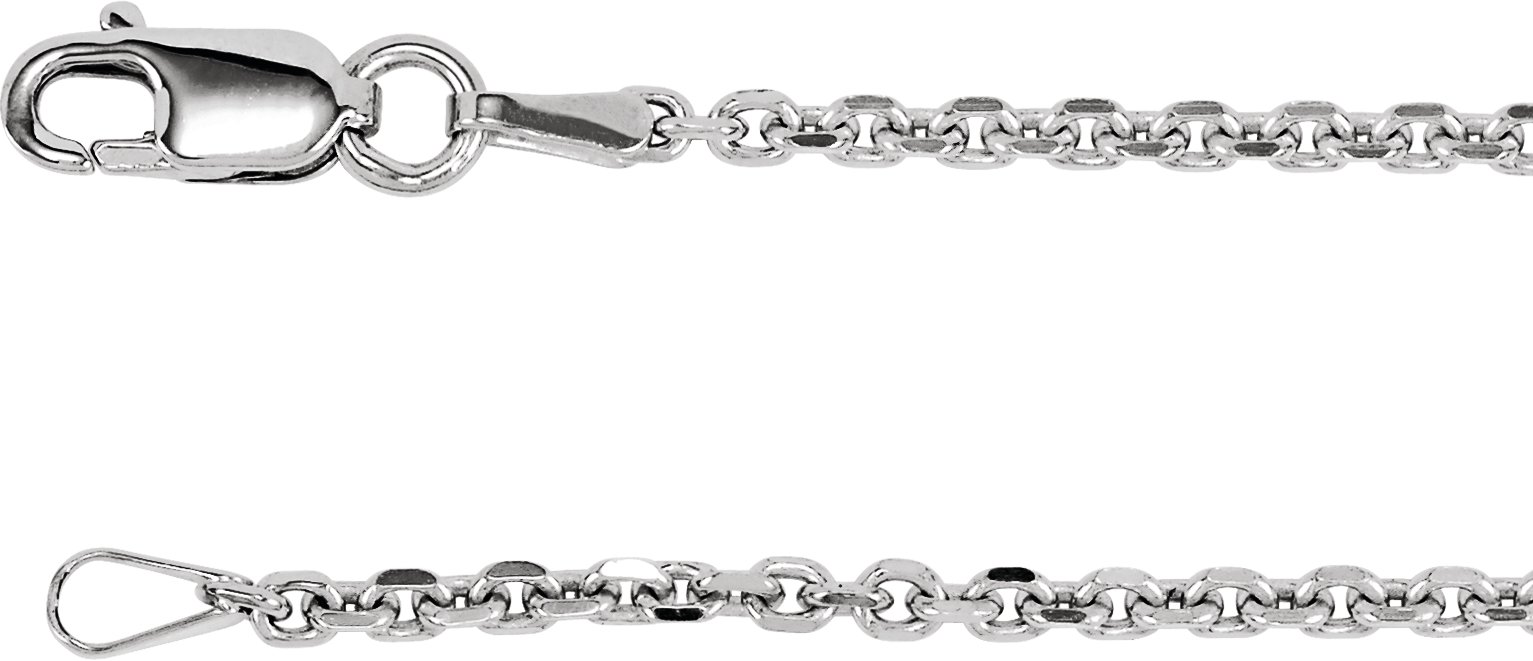 Rhodium-Plated Sterling Silver 1.75 mm Diamond-Cut Cable 20" Chain