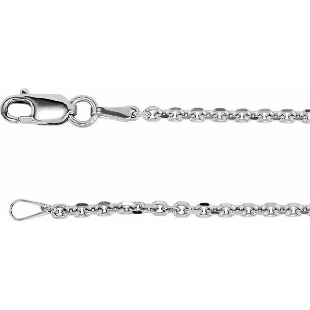 Rhodium-Plated Sterling Silver 1.75 mm Diamond-Cut Cable 16 Chain