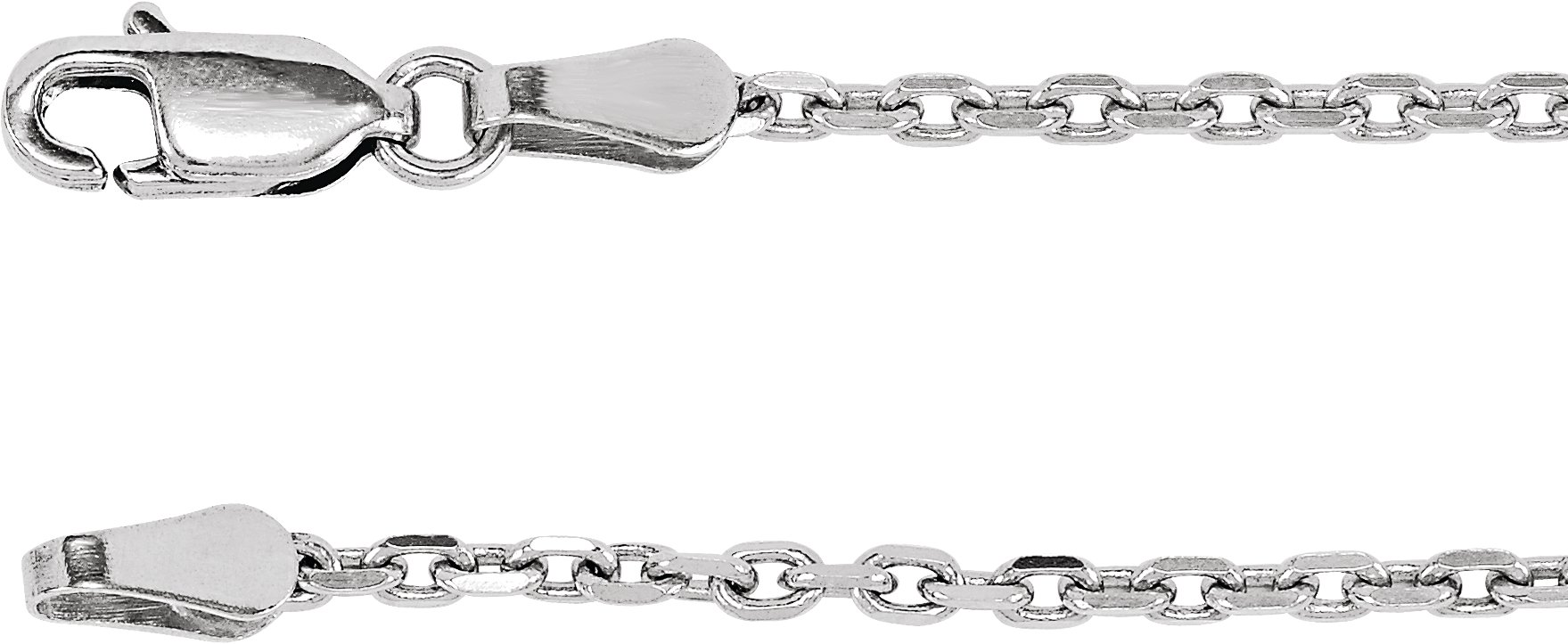 Rhodium-Plated Sterling Silver 2 mm Diamond-Cut Cable 20" Chain