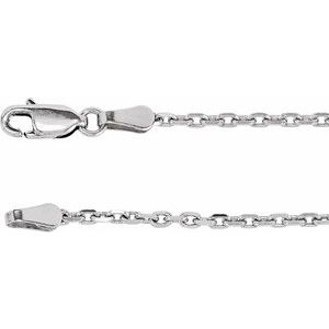Rhodium-Plated Sterling Silver 2 mm Diamond-Cut Cable 20" Chain