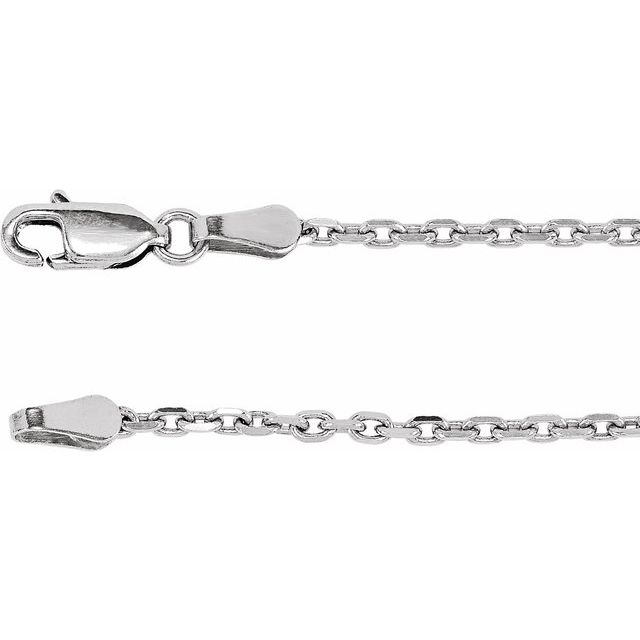 Rhodium-Plated Sterling Silver 2 mm Diamond-Cut Cable 24 Chain