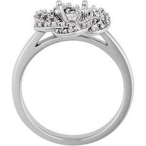 Sterling Silver 5.8 mm Round Floral-Inspired Halo-Style Engagement Ring Mounting  