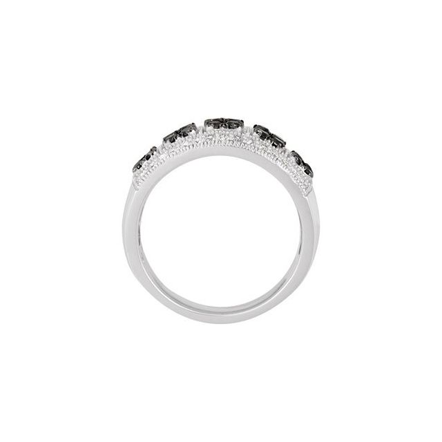 14K White Black Rhodium-Plated 3/4 CTW Black & White Natural Diamond Ring