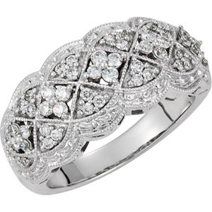 14K White 1/2 CTW Diamond Ring