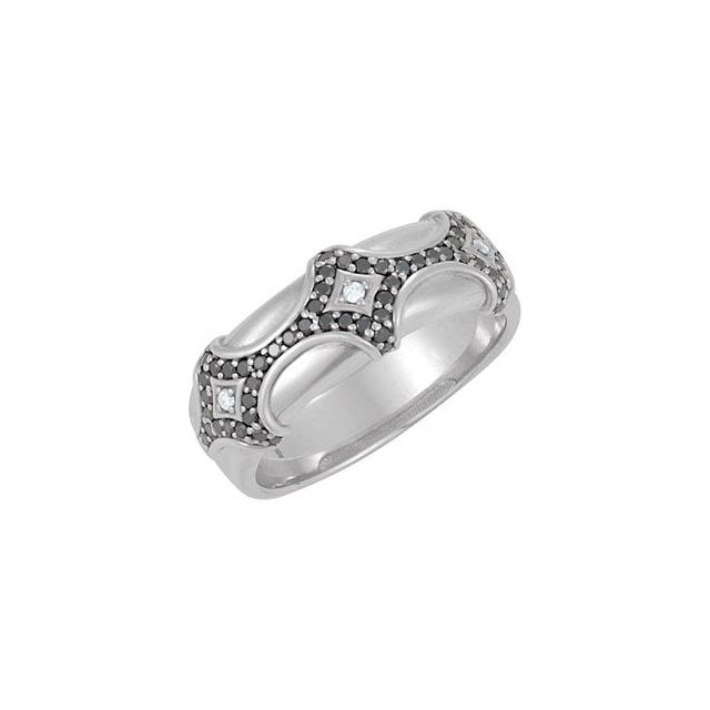 Sterling Silver 1/2 CTW Black & White Diamond Vintage-Inspired Band