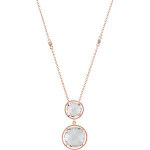 14K Rose Gold-Plated Sterling Silver Clear Quartz 17" Necklace