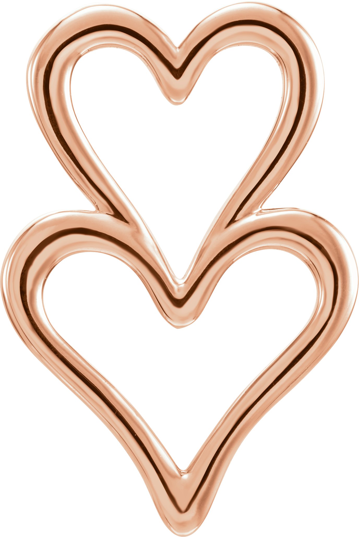 14K Rose Double Heart Slide Pendant