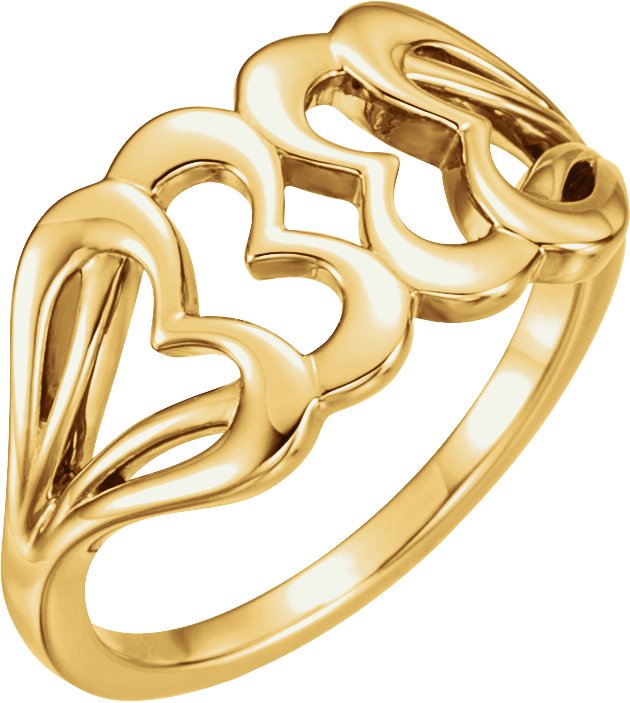 14K Yellow Heart Ring