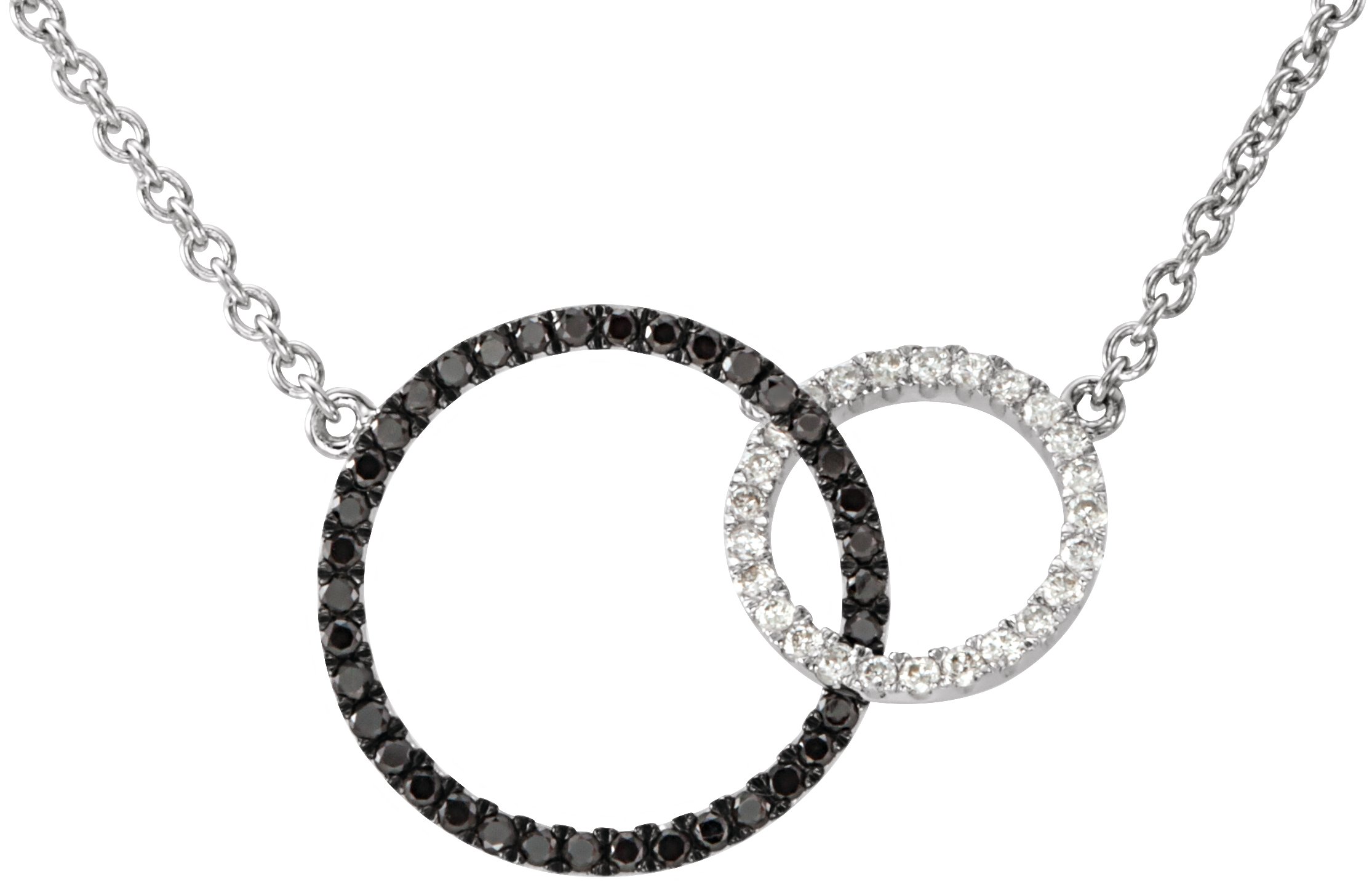 14K White 1/3 CTW Natural Black & White Diamond Circle 18" Necklace