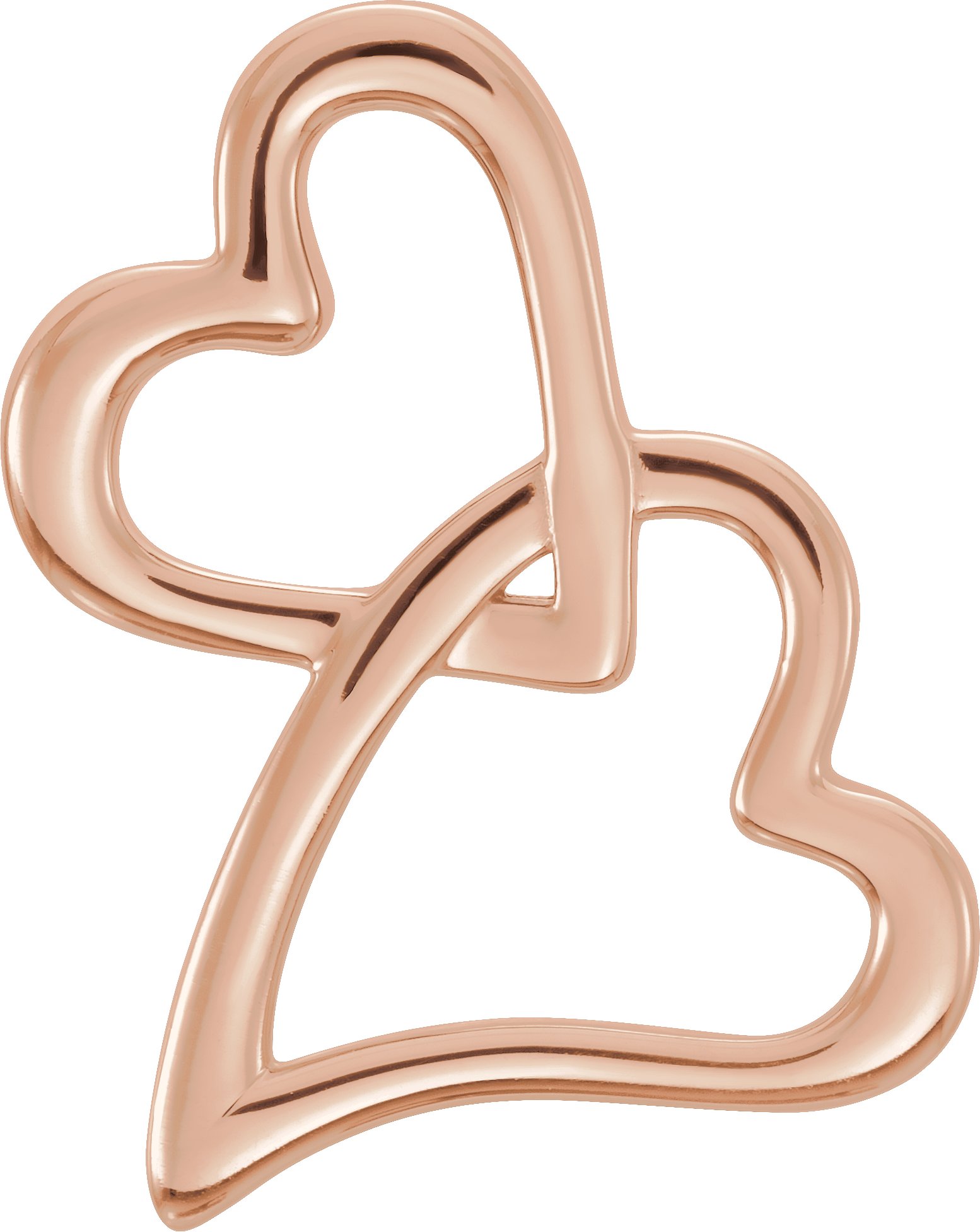 14K Rose Double Heart Slide Pendant