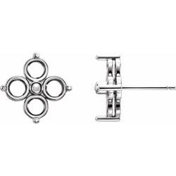 29201 / Sterling Silver / None / Each / Semi-Polished / Round 4 Stone Earring