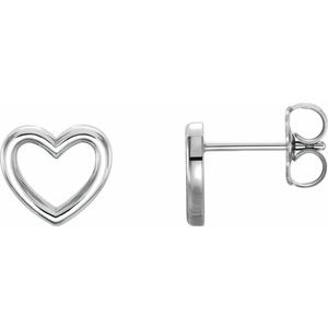 Platinum 8.7x8 mm Heart Earrings