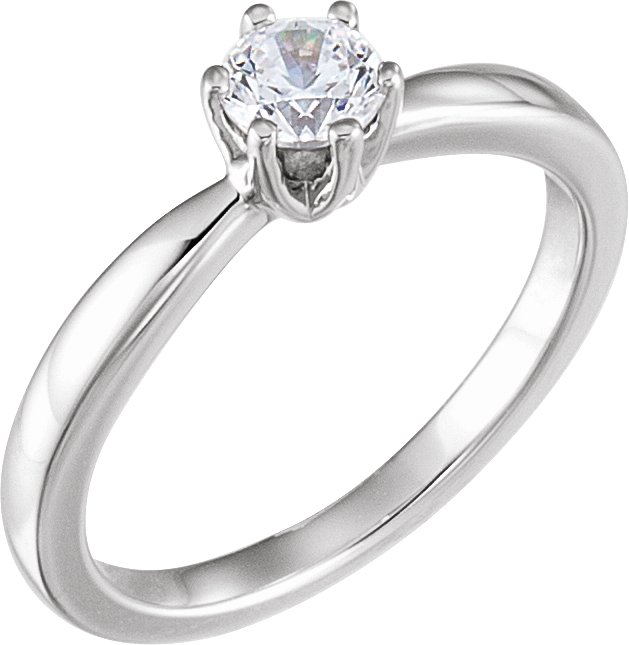 14K White 1/2 CTW Diamond Solitaire Engagement Ring