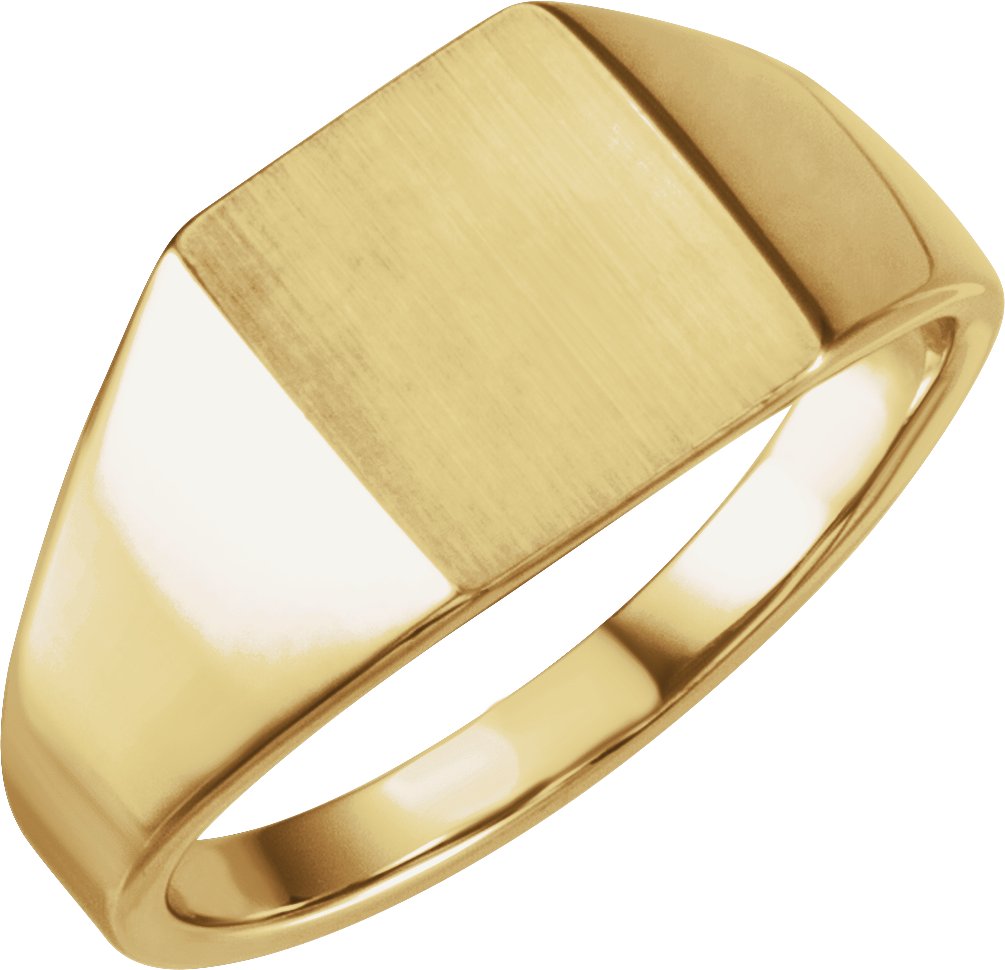 14K Yellow 12x10 mm Rectangle Signet Ring