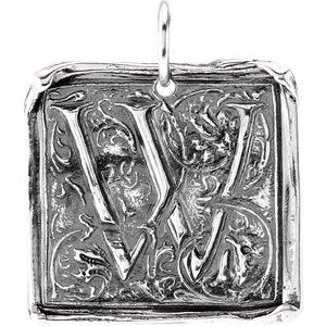 Sterling Silver Initial "W" Vintage-Inspired Pendant