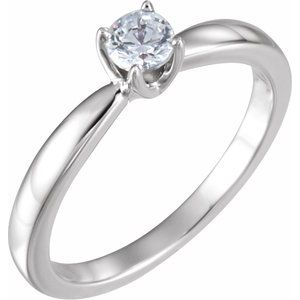 14K White 1/3 CTW Round Solitaire Engagement Ring