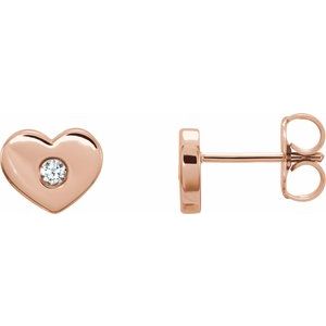 14K Rose .06 CTW Natural Diamond Heart Earrings