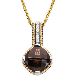 Sterling Silver and 14K Yellow Smoky Quartz and .07 CTW Diamond Pendant Ref. 2609798