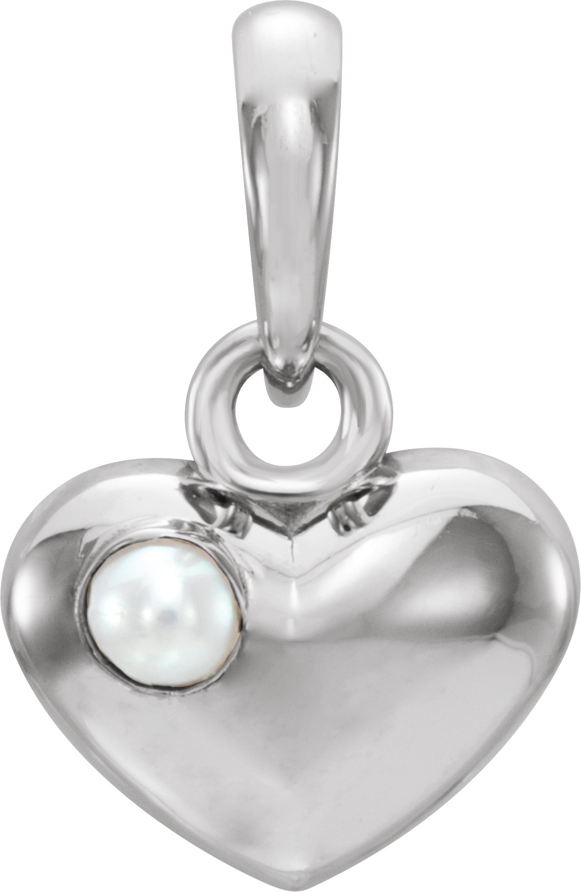 14K White Freshwater Cultured Pearl Heart Pendant Ref. 12160120