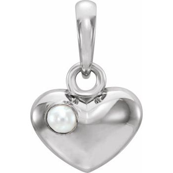 14K White Freshwater Cultured Pearl Heart Pendant Ref. 12160120