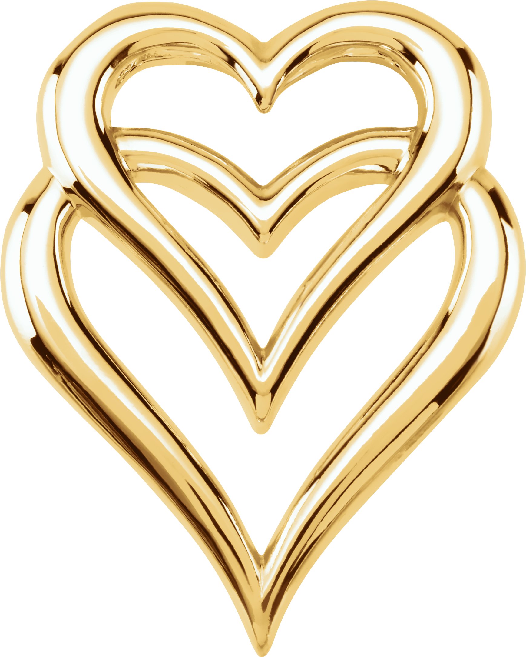 10K Yellow Double Heart Slide Pendant