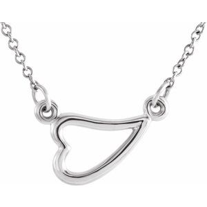 14K White Heart 16-18" Necklace