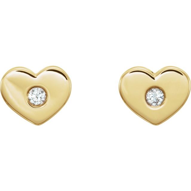 14K Yellow .06 CTW Natural Diamond Heart Earrings