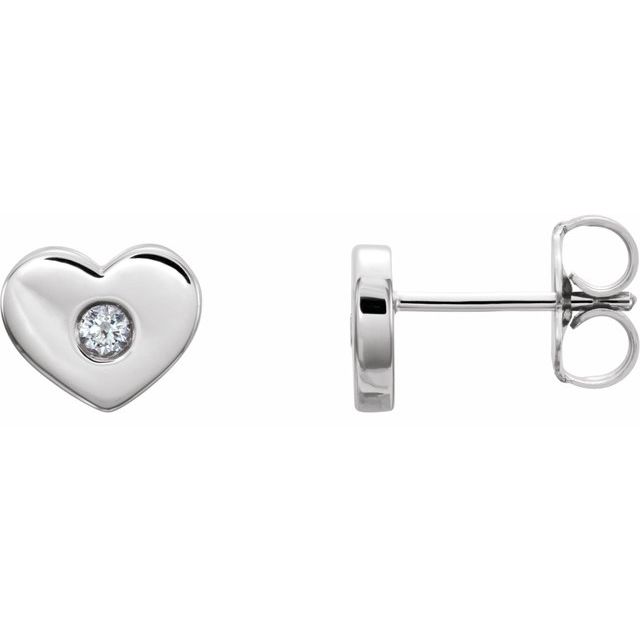 Sterling Silver .06 CTW Natural Diamond Heart Earrings